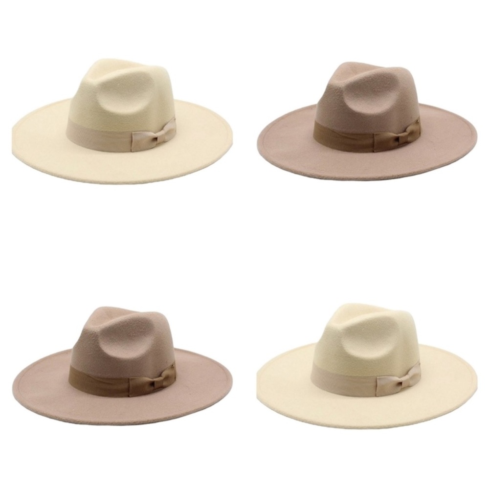 Women's Wool Wide Brim Fedora Hat (TAN)